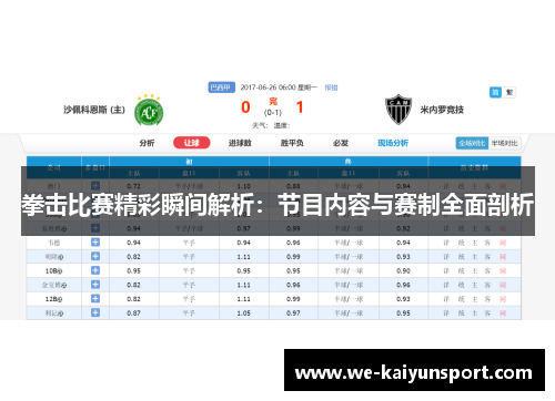 拳击比赛精彩瞬间解析:节目内容与赛制全面剖析 拳击比赛精彩瞬间解析:节目内容与赛制全面剖析